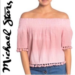 Michael Stars coral off shoulder crop top size xs